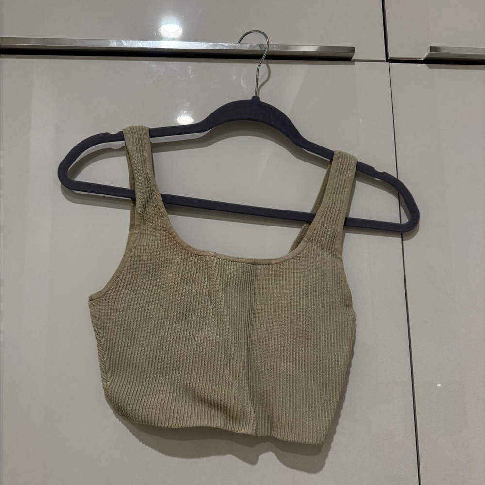 Aritzia Cream Ribbed Tank Top
